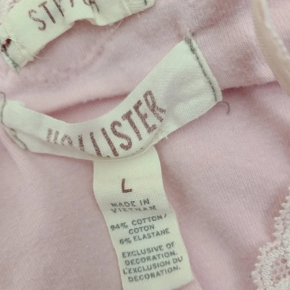 ♡ Y2K ♡ Hollister Baby Pink Lace Cami Satin Rose Bows Tank Top - Picture 10 of 10